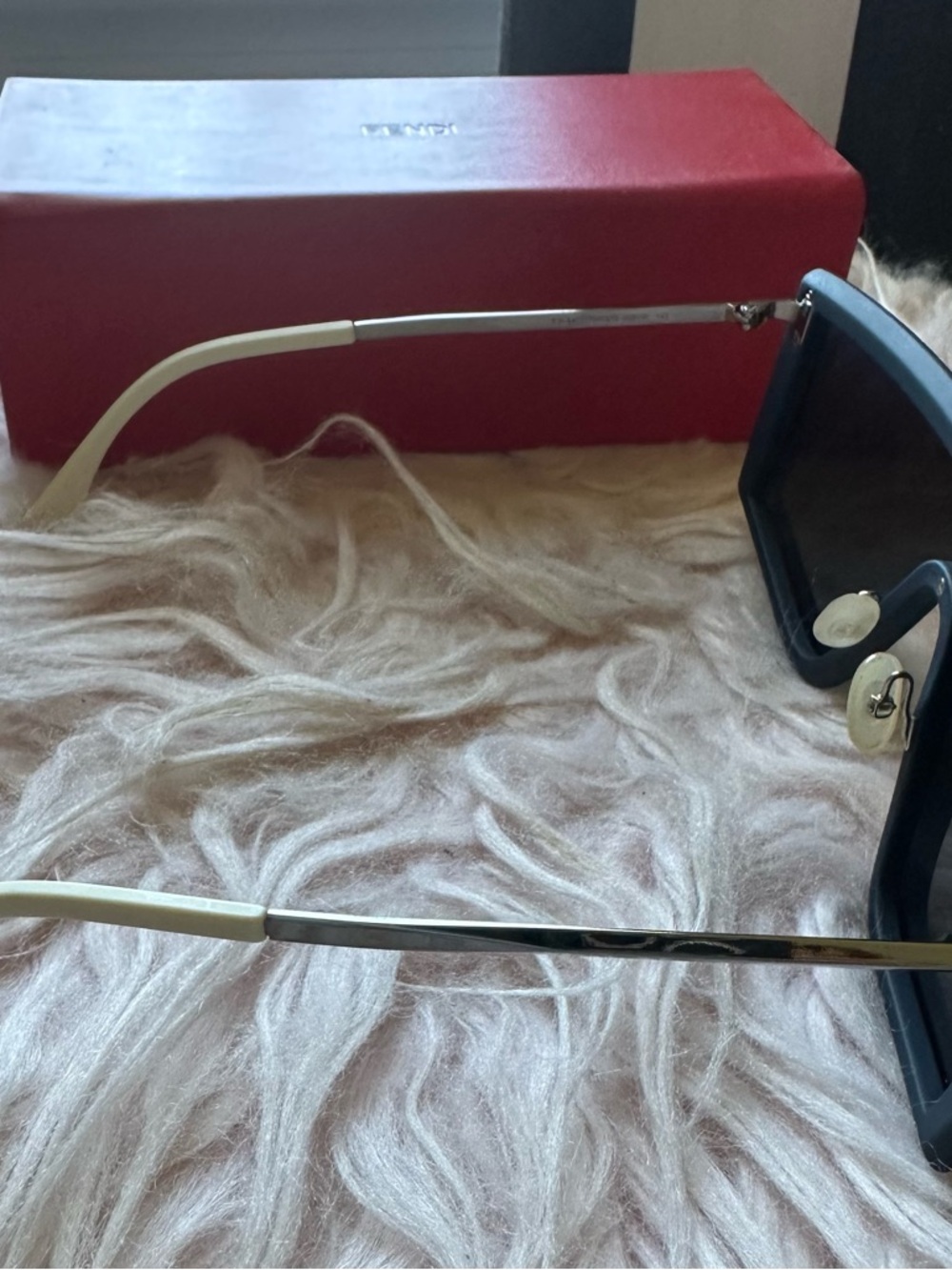 Fendi Shield Sunglasses in Navy with Mirrored FF Pattern - Picture 6 of 6